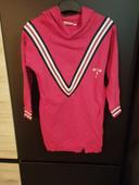 Sweat à capuche fille long rouge taille 10 ans Lola