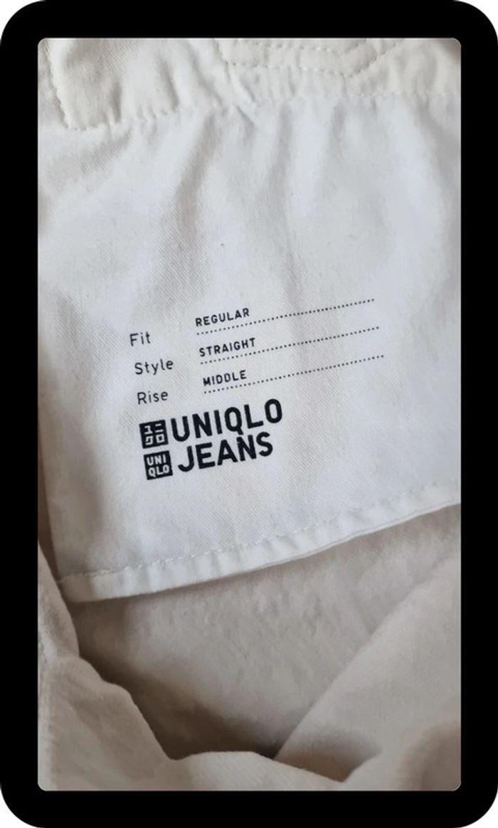 Jean Regular Straight Uniqlo, Blanc, Taille 33x34, 100% Coton - photo numéro 6