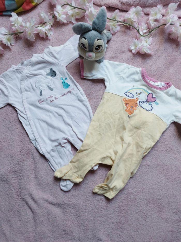 Lot de 2 pyjamas coton 1 mois - photo numéro 1