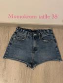 Short en jean bleu taille haute momokrom taille 38