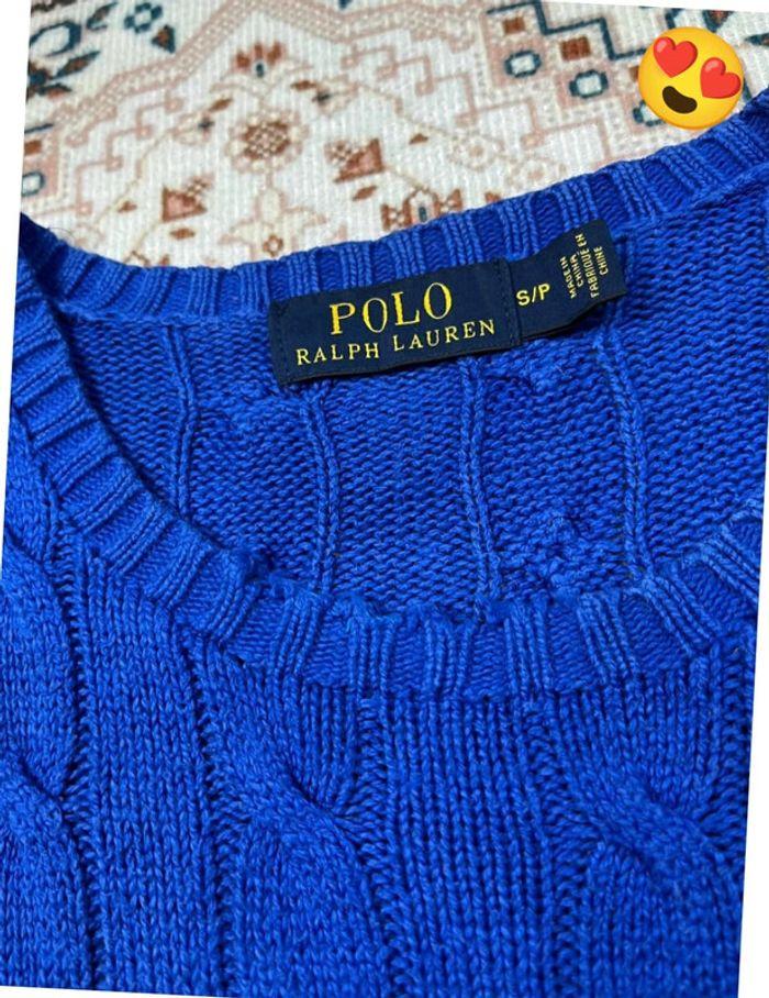 Pull torsadé Ralph Lauren bleu en coton pour homme | Taille S - photo numéro 11