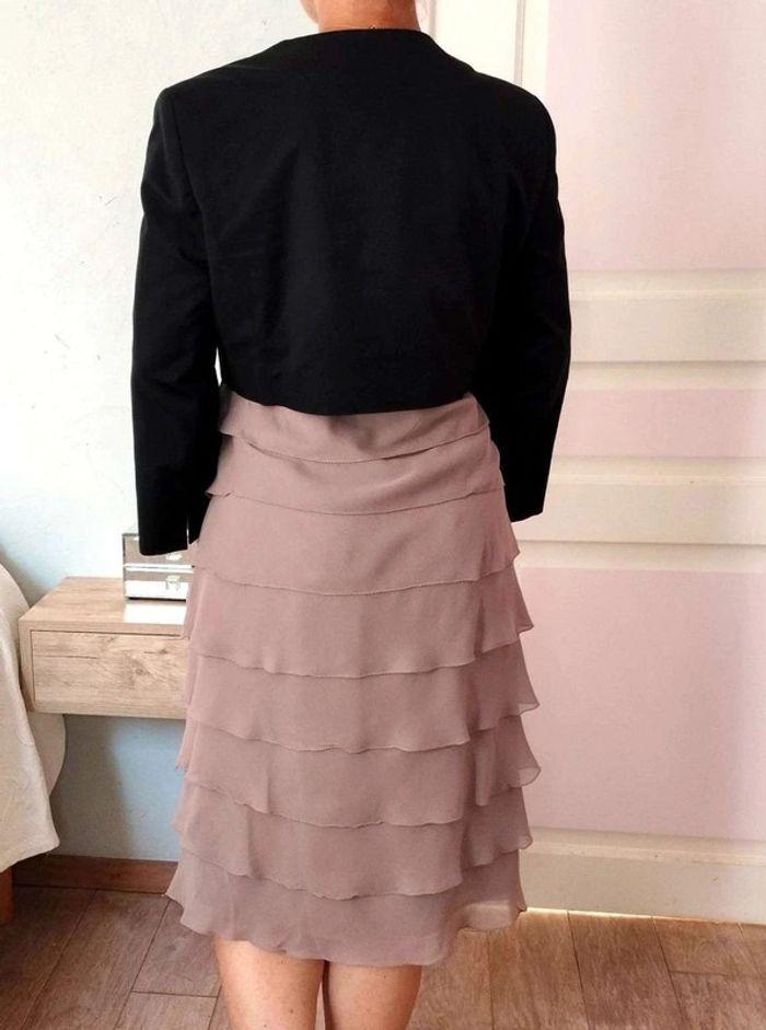 Ensemble robe soie taupe + blazer noir 1.2.3  T42 - photo numéro 2