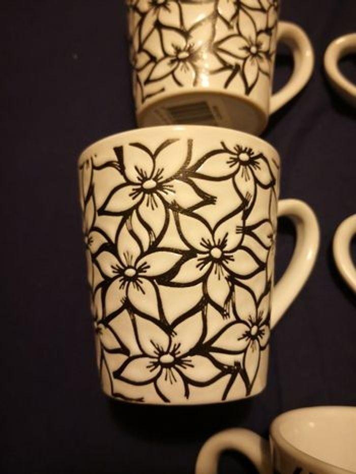 5 mug /tasses à Capuccino à Fleurs - photo numéro 2