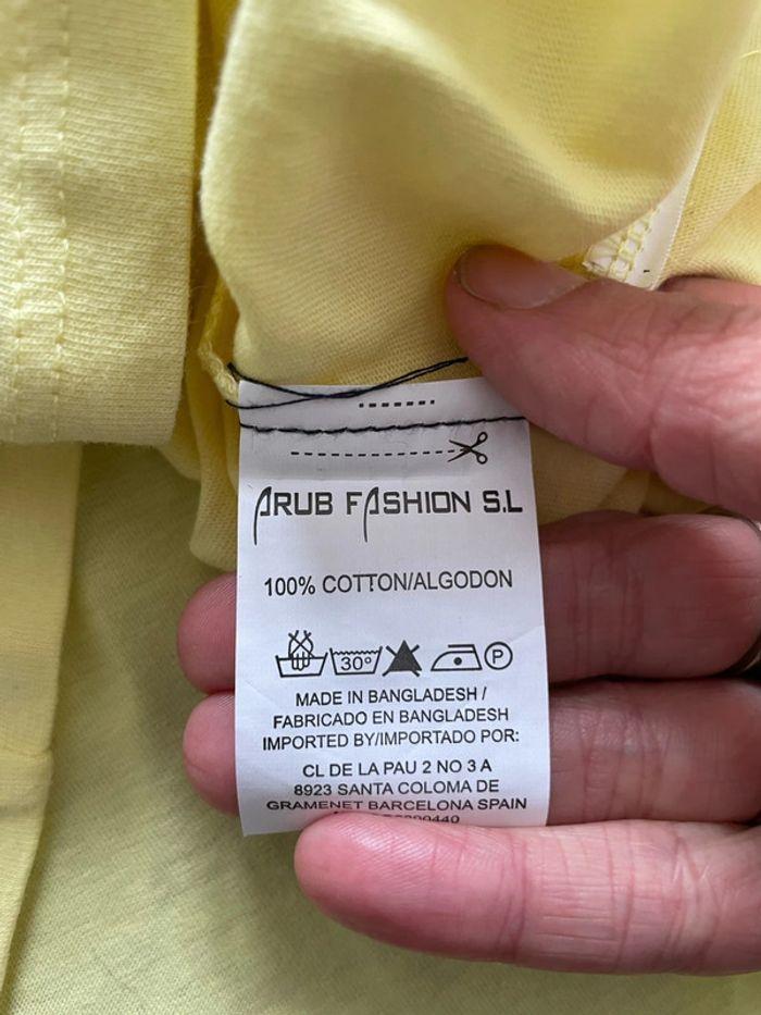 T-shirt à manches courtes jaune en coton imprimé devant arub fashion taille XS - photo numéro 4