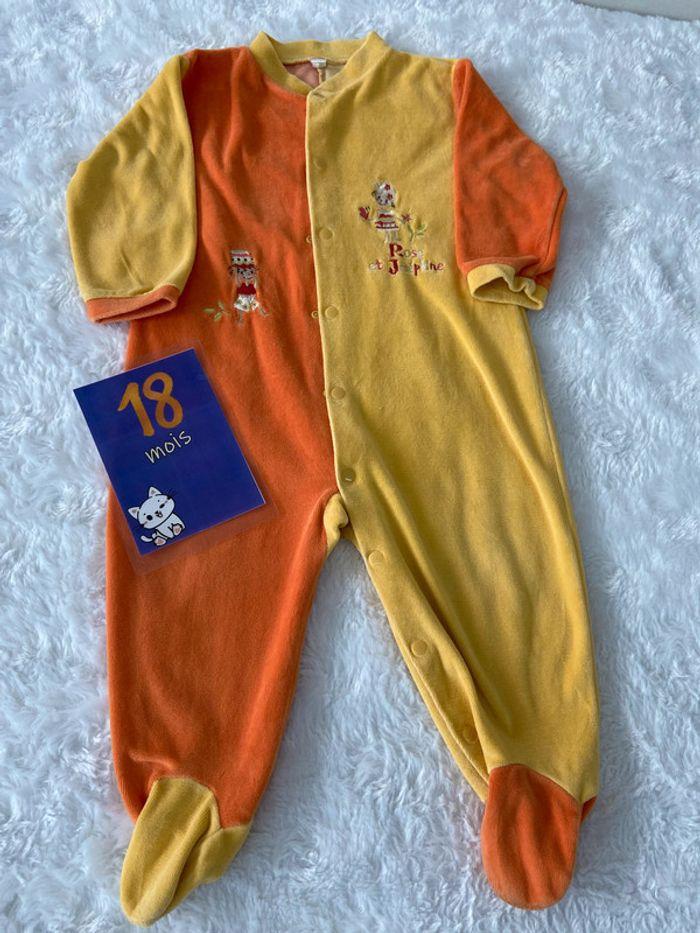 Pyjama dors bien grenouillere velours orange jaune comme neuf - photo numéro 1