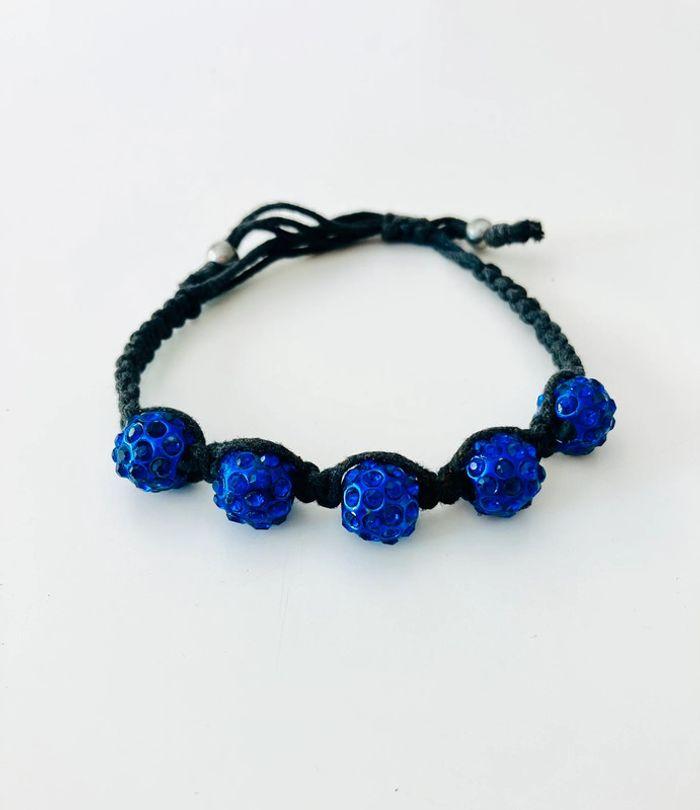 Bracelet shamballa boules et strass bleus - photo numéro 1