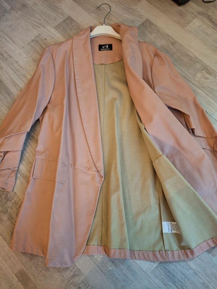 Veste  blazer simili rose poudre - photo numéro 2