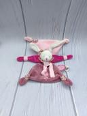 Doudou et Compagnie plat Cerise le lapin rose mauve DC2701 fleurs