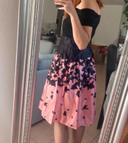 Robe noire et rose papillon