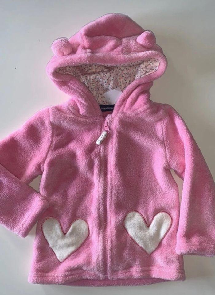 Veste zippée à capuche velours 2 ans