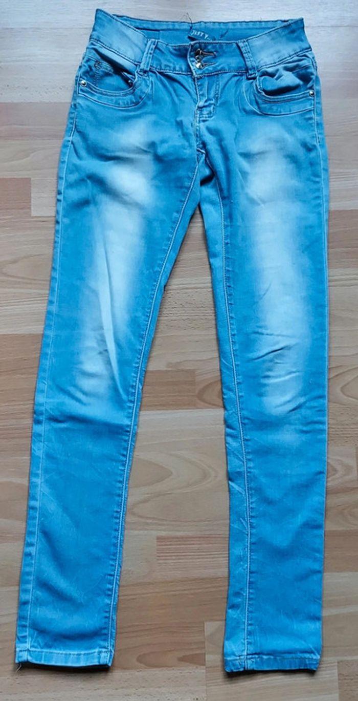 Jeans effet délavé bleu ciel bleu clair - photo numéro 1