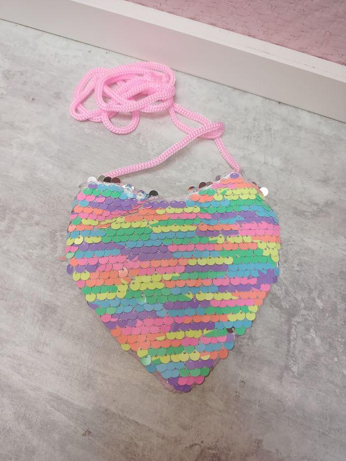 Petit sac porte monnaie coeur à sequins - photo numéro 2