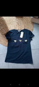 T shirt col V bleu marine