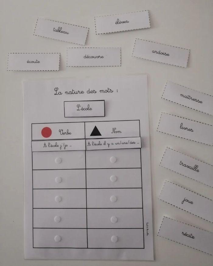 Jeu de tri Grammaire montessori verbe et nom - photo numéro 2