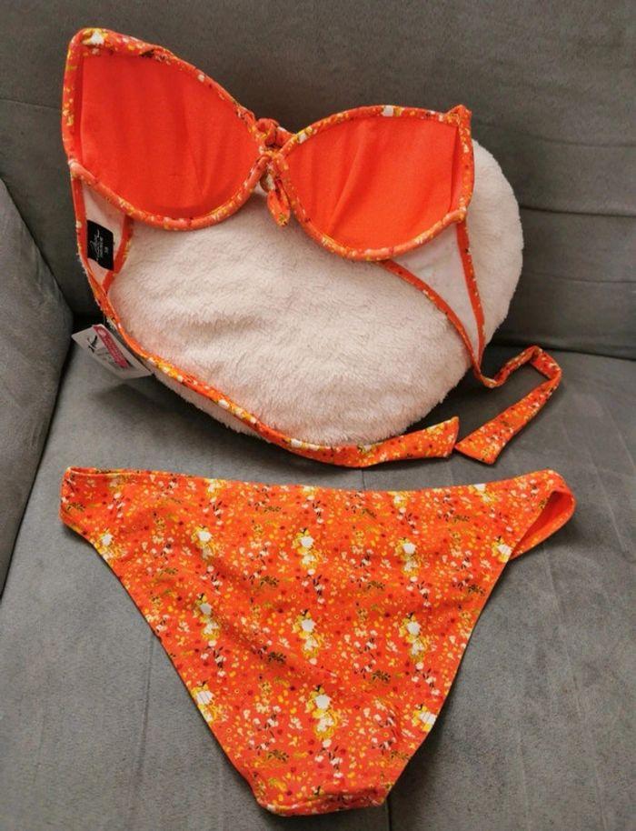 Maillot de bain 2 pièces bikini Culture sud orange à fleurs - photo numéro 2