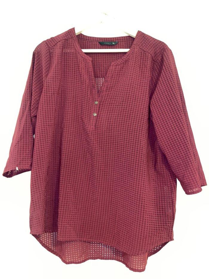 Blouse Only Vichy Bordeaux - photo numéro 2