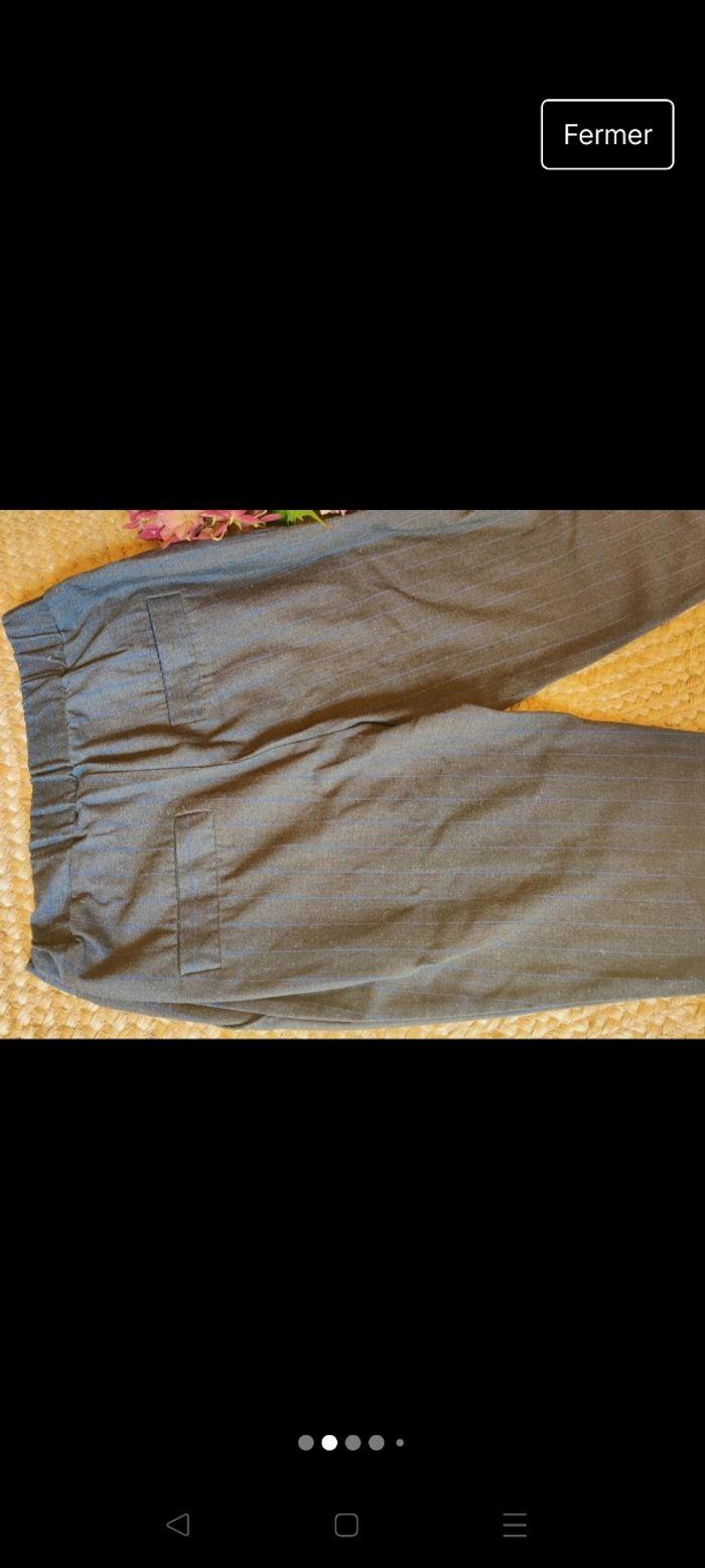 Pantalon type costume ajusté Chino taille élastique Mango taille 34 gris rayures - photo numéro 2