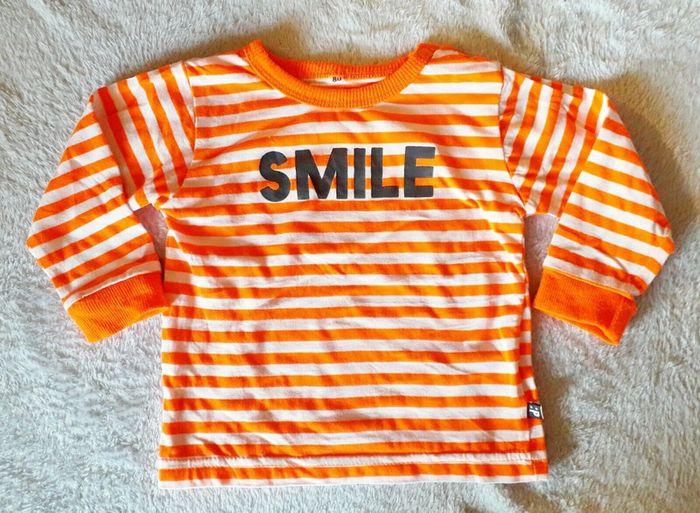 T-shirt manche longue, "smile", orange, Zeeman, 80cm 12 mois,  Neuf - photo numéro 1