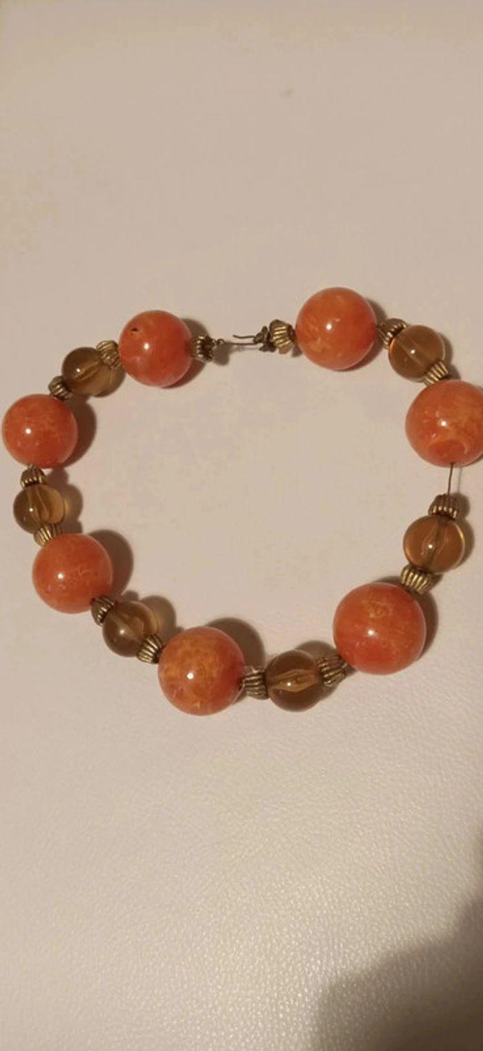 Collier perles orange - photo numéro 2