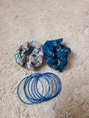 Lot chouchous + bracelets bleu