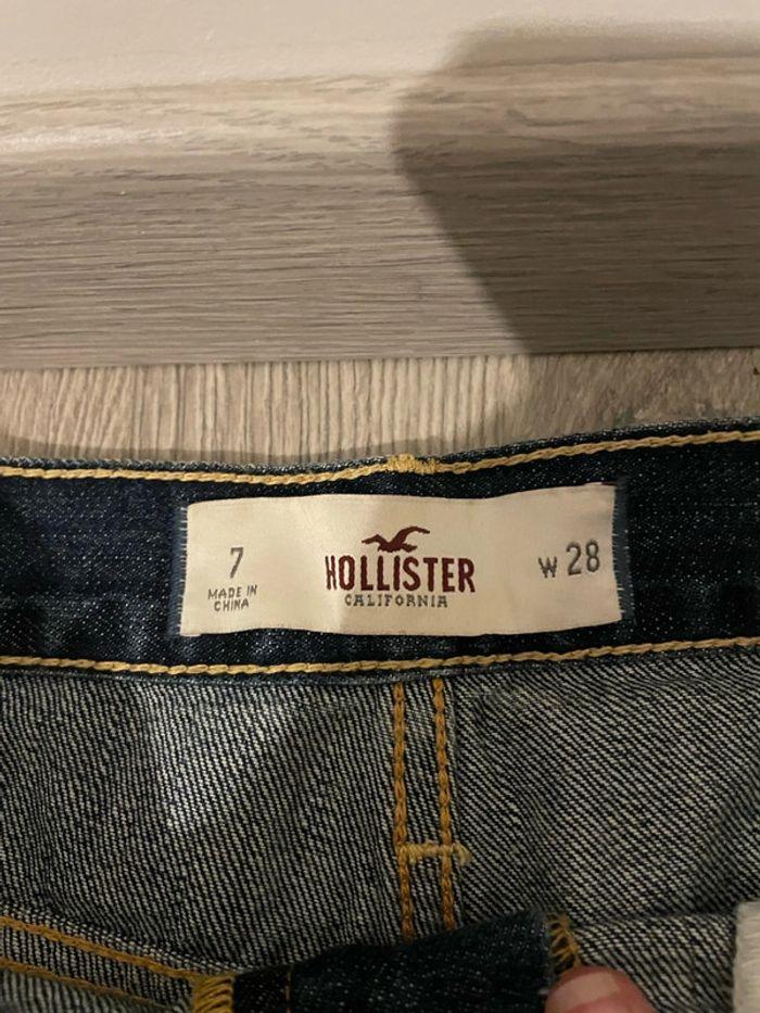 Short en jean bleu court taille haute bas frange neuf hollister taille W28 soit taille 38 - photo numéro 3