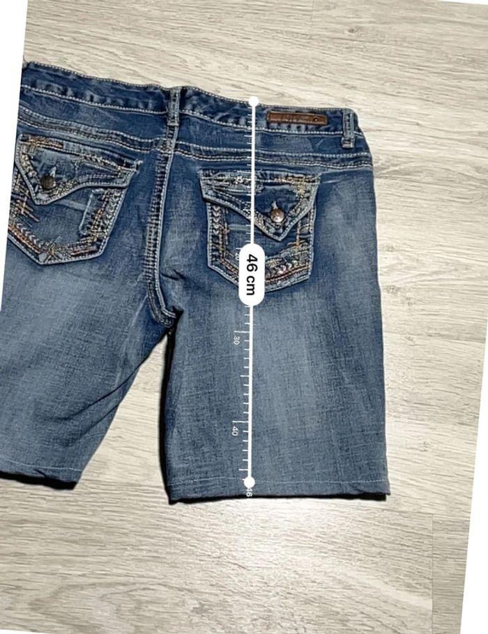 🩳 Short vintage brodé en jean Bleu Arya Taille S🩳 - photo numéro 6