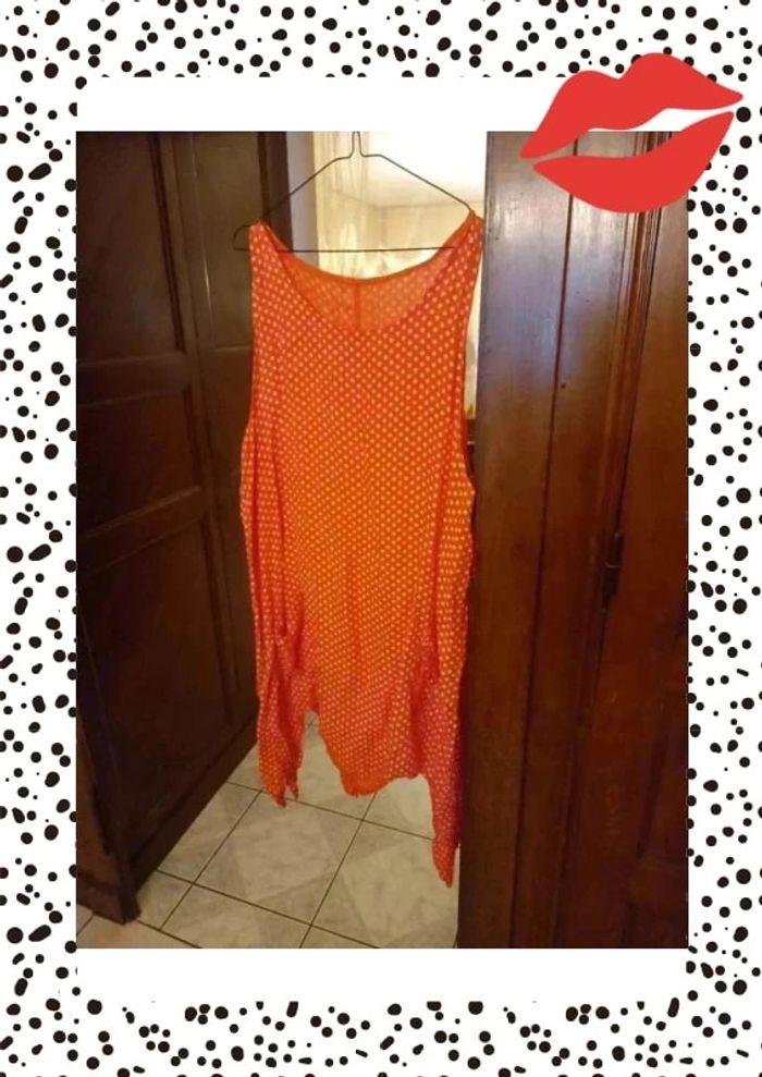 Robe corail à pois blancs taille XXXL/46 - photo numéro 2