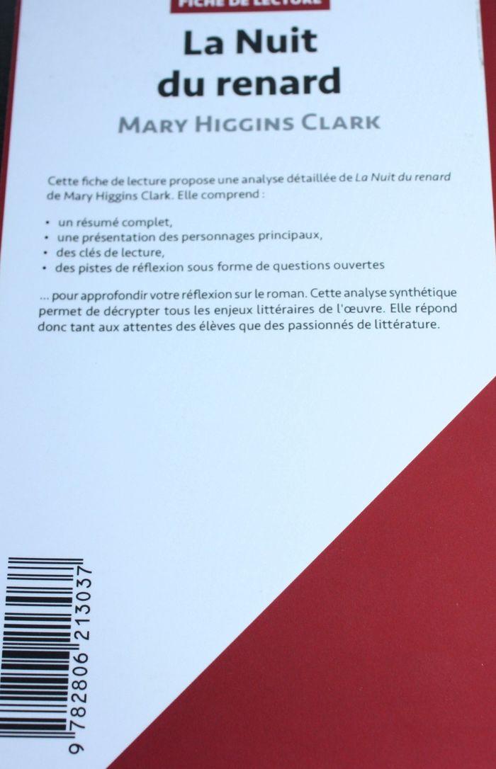 Fiche de lecture - la nuit du renard - Mary Higgins Clark - comme neuf - photo numéro 2