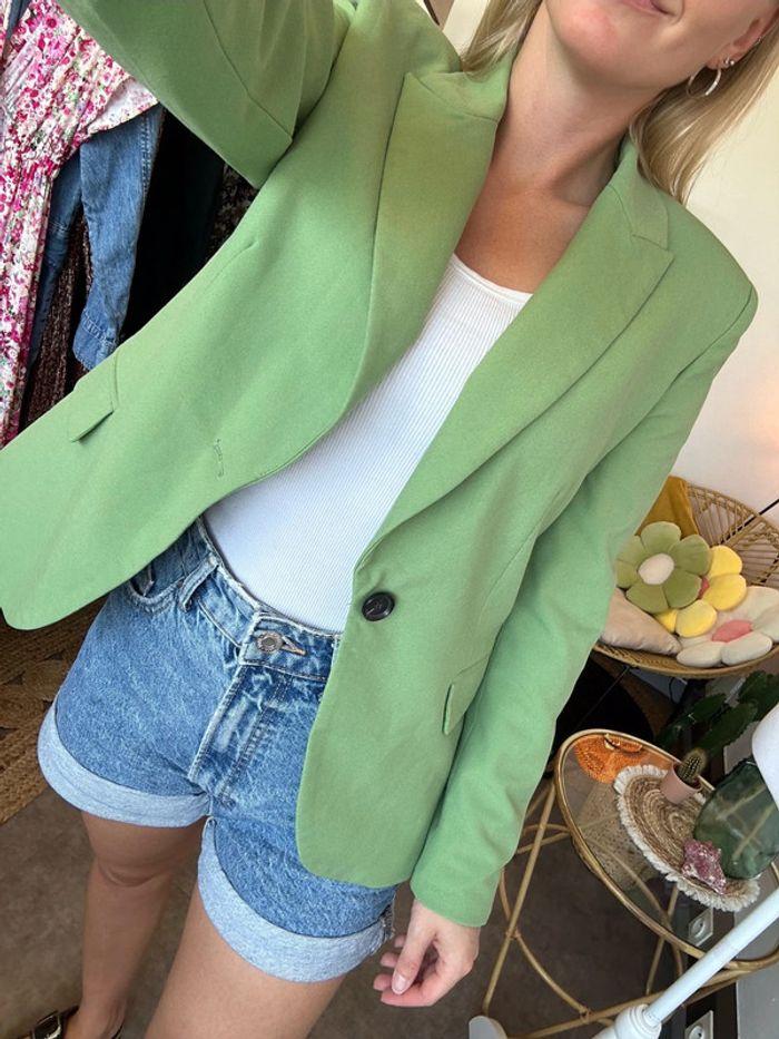 Joli blazer Zara, vert pomme taille 34 - photo numéro 2