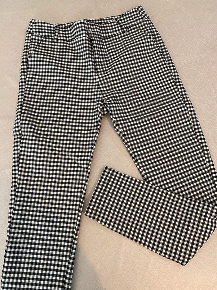 Pantalon slacks ajusté petits carreaux de Vichy - photo numéro 1