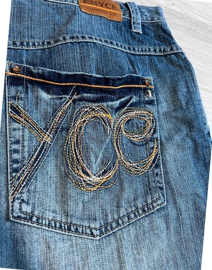 🩳 Short vintage brodé hip hop Enyce en jean Bleu Taille L 🩳 - photo numéro 8