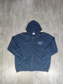 Veste à Capuche Full Zip Champion Bleu Marine Logo Brodé Blanc Taille 3XL Homme