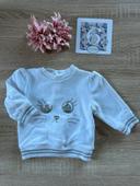 Joli pull blanc Petit Bateau 6 mois TBE