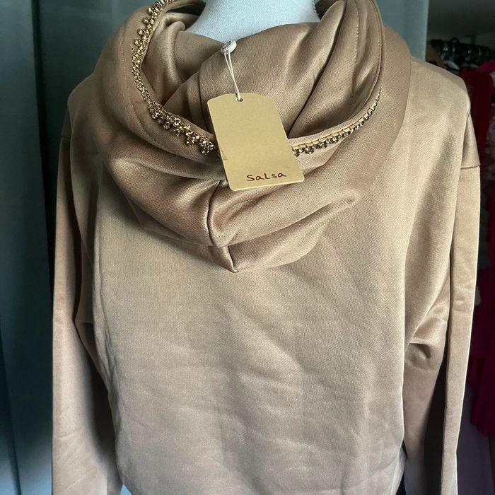 Sweat à capuche beige / marron avec strass neuf - photo numéro 7