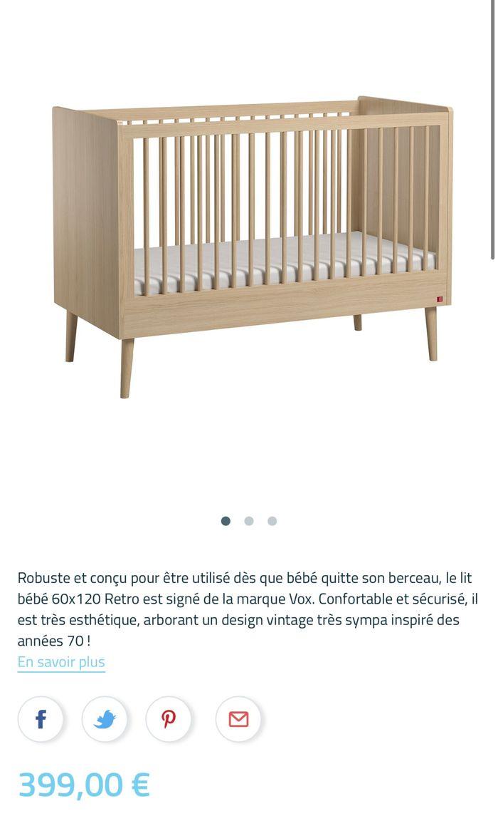 Lit bébé en bois chêne VOX + matelas - photo numéro 4