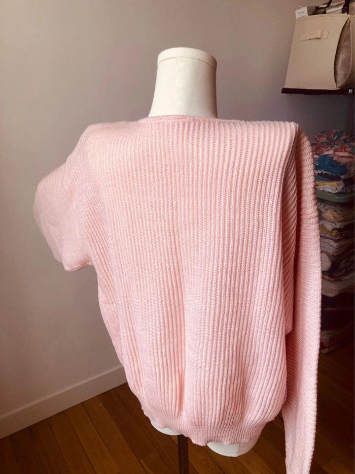 Authentique Pull vintage maille torsadée rose layette - photo numéro 6