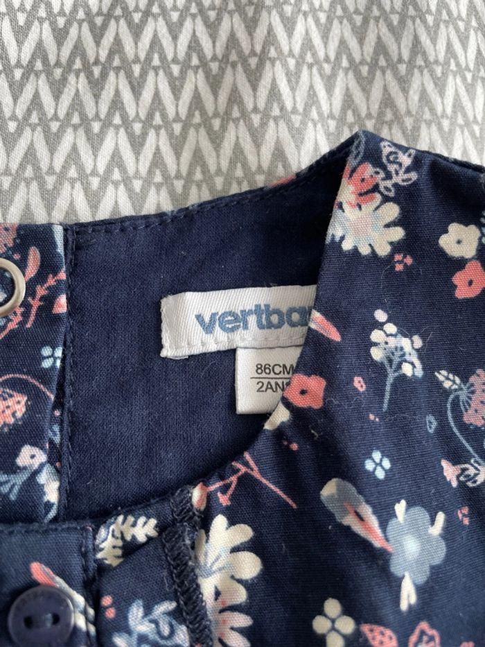 Robe bleu marine fleurs Vertbaudet 2 ans - photo numéro 2