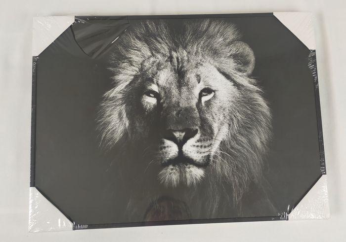 Cadre/ toile lion noir et blanc 38 x 28 cm Neuf sous blister - photo numéro 2