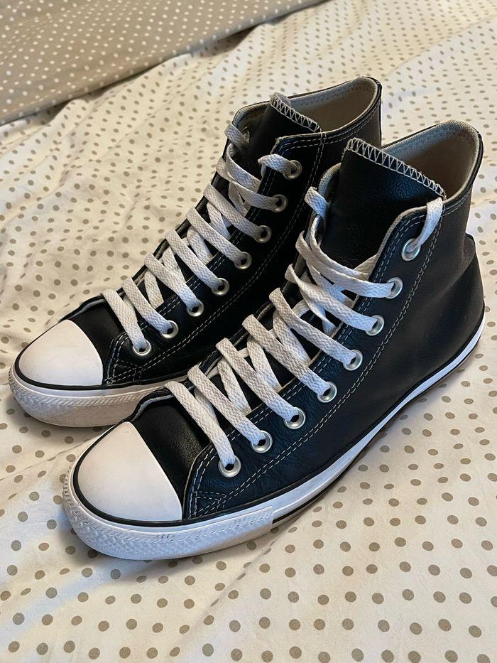 Converse montante en cuir véritable noire , P42 mixte - photo numéro 3