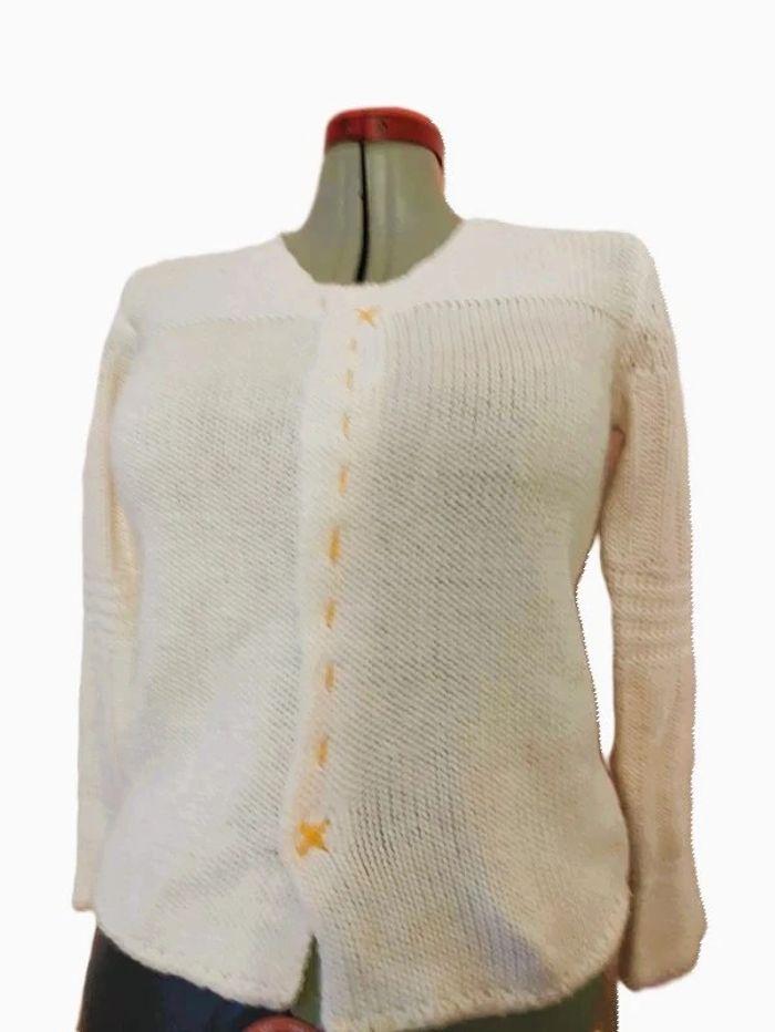 Pull gilet fermé blanc cassé Via 28 taille 1 38 - photo numéro 1