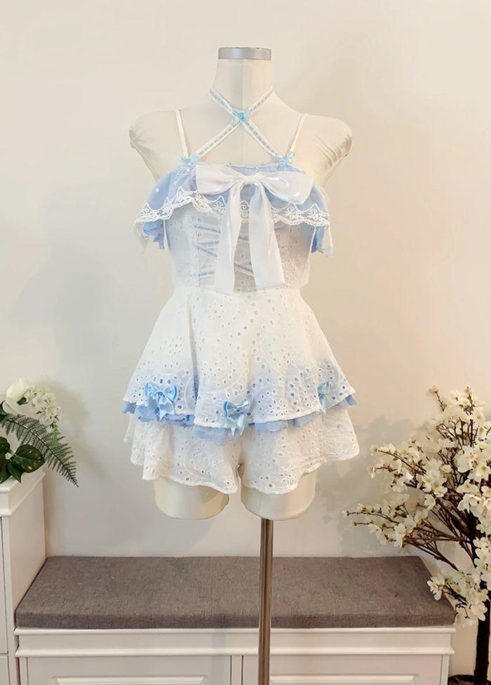 Dress Combishort Robe Blue Lolita Cute Kawaii Cosplay style Manga Anime - photo numéro 4