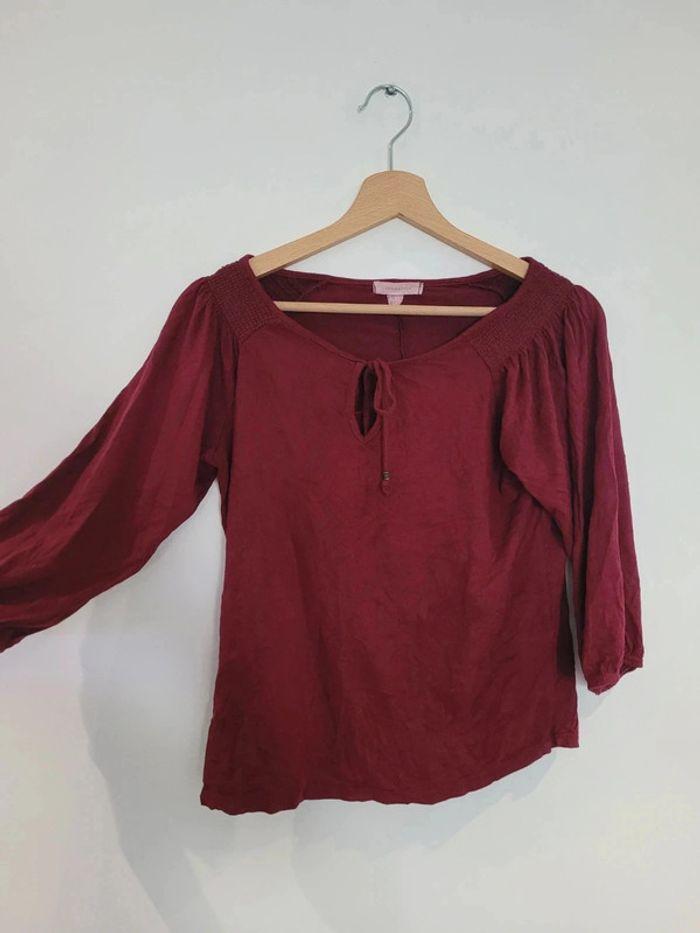 🌻 T shirt velours bordeaux taille S - photo numéro 1