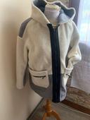 Manteau mouton beige et gris Mango