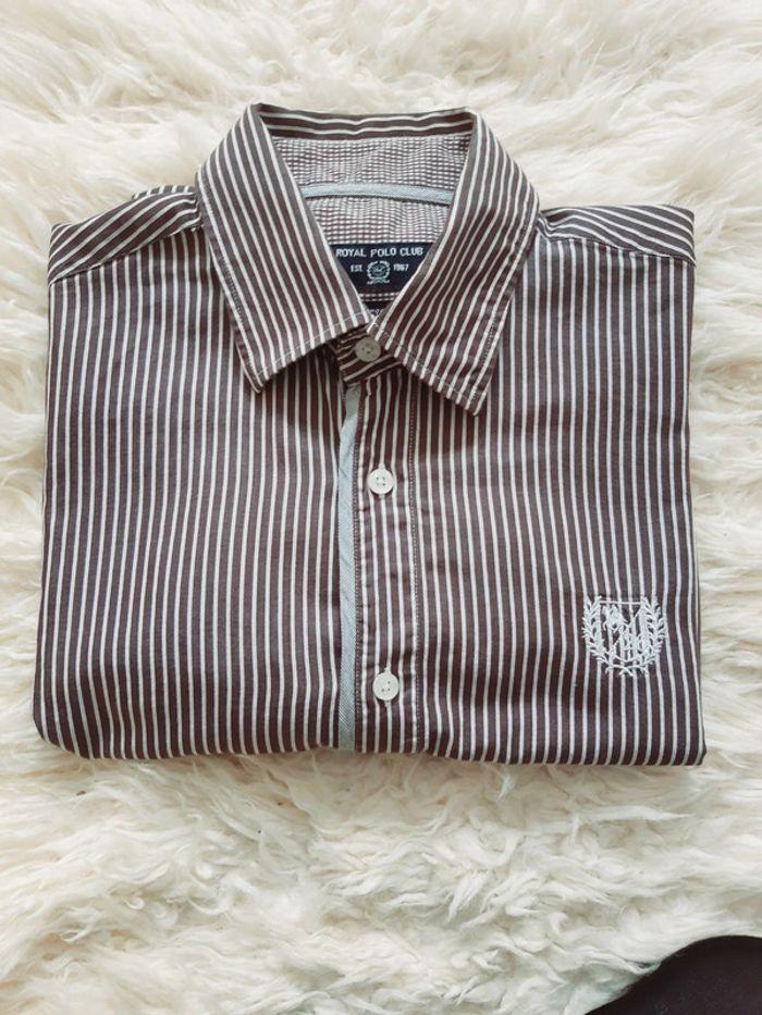 Chemise a rayures beige marron Royal Polo Club. T L. Neuve. - photo numéro 13