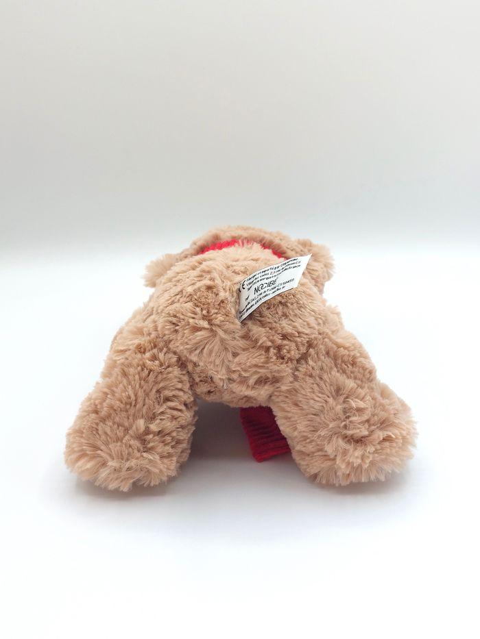 Peluche doudou ours marron beige NOCIBE 2023 écharpe rouge Creaprim 22 cm TTBE - photo numéro 3