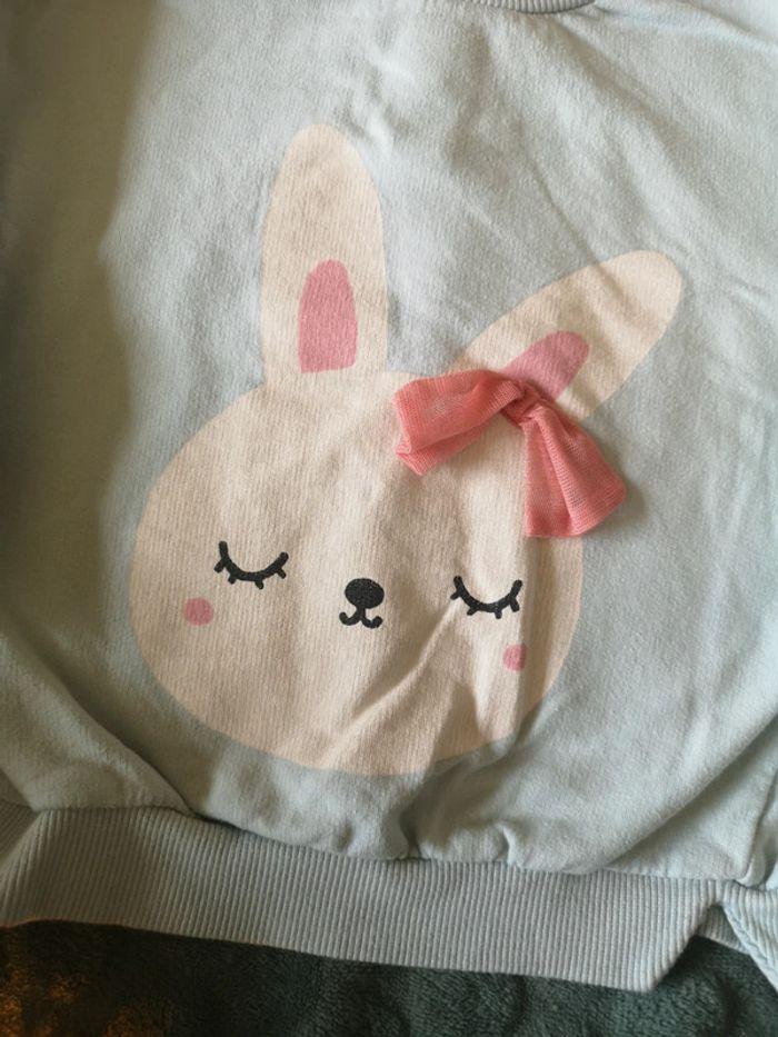 Pull bleu clair motif lapin - photo numéro 2