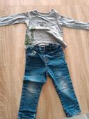 Ensemble jean et t-shirt manches longues 2 ans