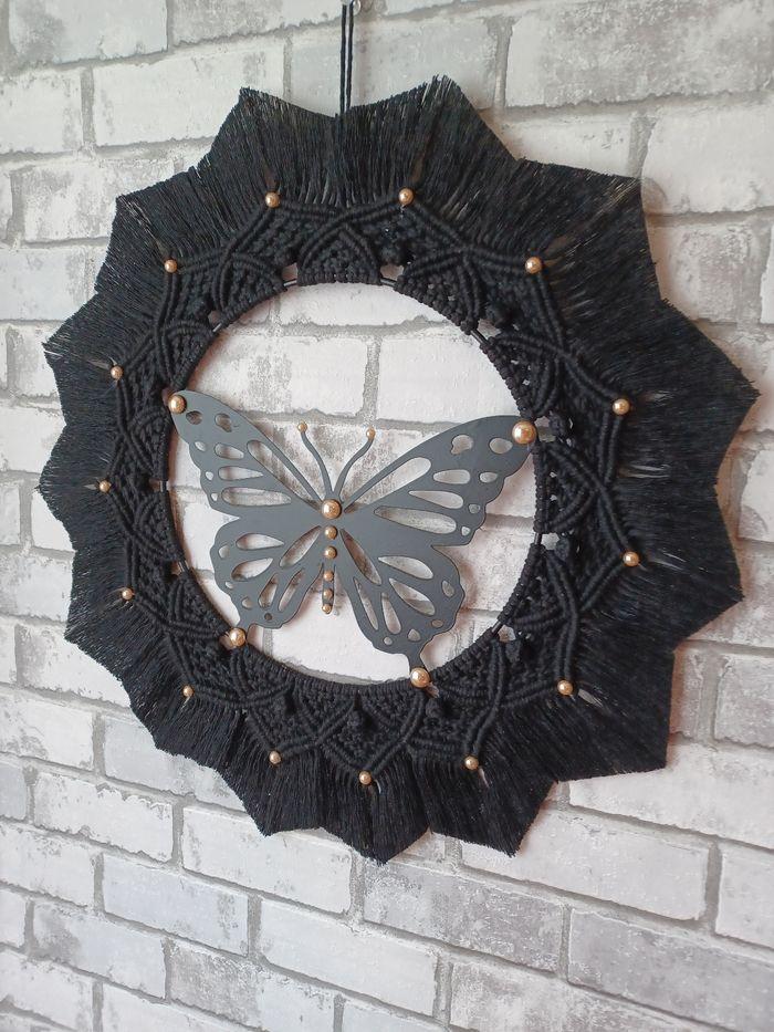 Macramé papillon mural - photo numéro 1