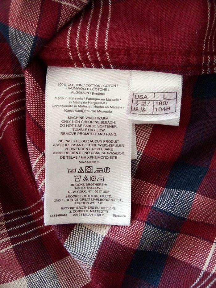 Chemise manches longues bordeaux à carreaux Brooks Brothers taille L - photo numéro 13