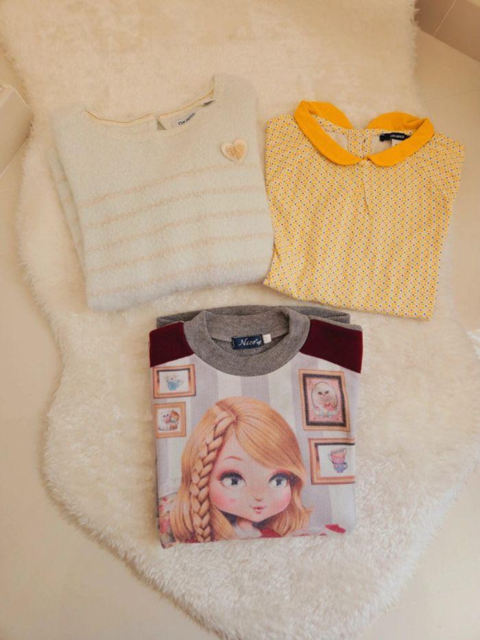 Pulls manches longues et sweatshirt manches longues gris,blanc et jaune/okaidi- 8ans - photo numéro 1